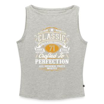 71. Geburtstag - Frauen Organic Tank Top mit U-Boot-Ausschnitt - Grau meliert - Vorne - Selfina (174cm)