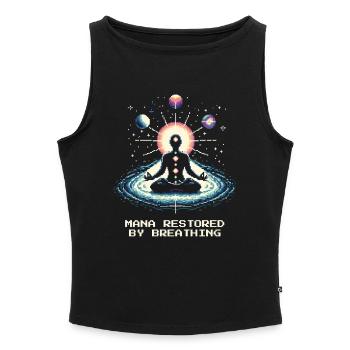 Mana erneuert: Atmen | Breathwork, Meditation - Frauen Organic Tank Top mit U-Boot-Ausschnitt - Grau meliert - Vorne - Selfina (174cm)