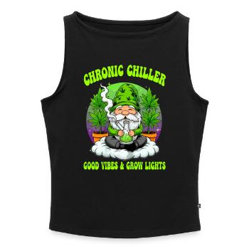 Cannabis Wichtel - Bong Gnom 420  - Frauen Organic Tank Top mit U-Boot-Ausschnitt - Schwarz - Vorne - Selfina (174cm)