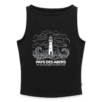 Pays des Abers Phare Bretagne Finistère Sauvage - Débardeur femme à encolure bateau bio - gris chiné - Devant - Selfina (174cm)