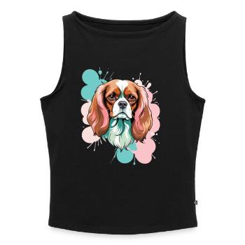 Cavalier King Charles Spaniel arbexplosion - Frauen Organic Tank Top mit U-Boot-Ausschnitt - Grau meliert - Vorne - Selfina (174cm)