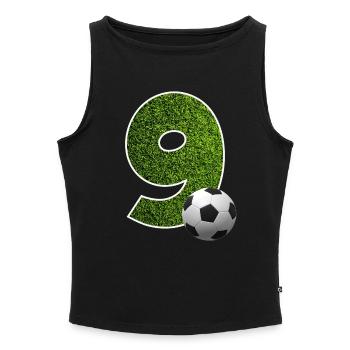 NR. 9 NUMMER 9 FUßBALL 9. GEBURTSTAG - Frauen Organic Tank Top mit U-Boot-Ausschnitt - Schwarz - Vorne - Selfina (174cm)
