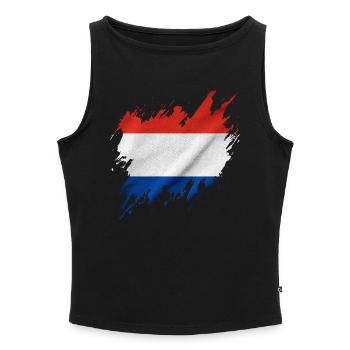 Holland flag, torn style - Women’s Organic Boat Neck Tank Top - black - Front - Selfina (174cm)