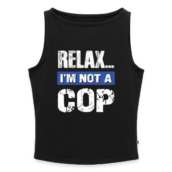 Relax I'm Not a Cop - Frauen Organic Tank Top mit U-Boot-Ausschnitt - Grau meliert - Vorne - Selfina (174cm)