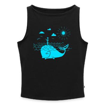 SUP - Women’s Organic Boat Neck Tank Top - black - Front - Selfina (174cm)