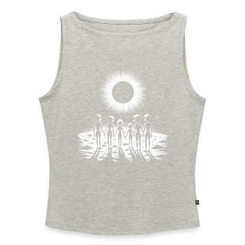Cosmic Silhouette Familienkreis - Frauen Organic Tank Top mit U-Boot-Ausschnitt - Grau meliert - Vorne - Selfina (174cm)