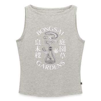 Bong Bongsai Wasserpfeife Zen Shirt - Frauen Organic Tank Top mit U-Boot-Ausschnitt - Grau meliert - Vorne - Selfina (174cm)