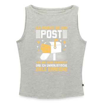 Briefträger ARBEITE BEI DER POST Lustiges - Frauen Organic Tank Top mit U-Boot-Ausschnitt - Grau meliert - Vorne - Selfina (174cm)