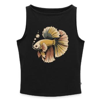 Prachtvoller Betta Fisch Print - Frauen Organic Tank Top mit U-Boot-Ausschnitt - Schwarz - Vorne - Selfina (174cm)