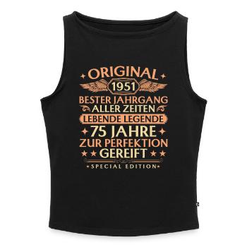 Original 1951 Vintage Birthday 75 Years - Women’s Organic Boat Neck Tank Top - black - Front - Selfina (174cm)