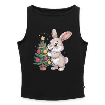Le lapin de Pâques décore le sapin - Débardeur femme à encolure bateau bio - gris chiné - Devant - Selfina (174cm)
