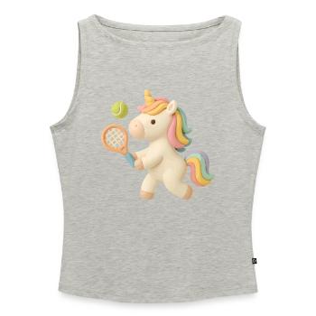 Tennis Unicorn Cute, Kids Motif, Sportfun - Women’s Organic Boat Neck Tank Top - heather grey - Front - Selfina (174cm)