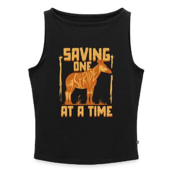 Okapi Tier Saving One Stripe At A time - Frauen Organic Tank Top mit U-Boot-Ausschnitt - Schwarz - Vorne - Selfina (174cm)