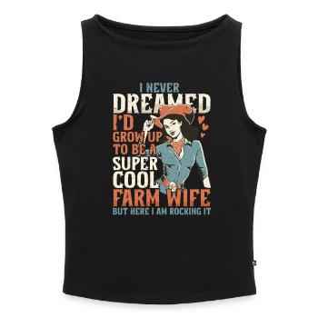 Ehefrau eines Bauern Mutter - Frauen Organic Tank Top mit U-Boot-Ausschnitt - Grau meliert - Vorne - Selfina (174cm)