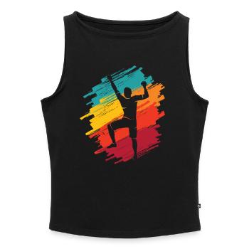 Klettern Berge Retro Kletterer Bouldern - Frauen Organic Tank Top mit U-Boot-Ausschnitt - Schwarz - Vorne - Selfina (174cm)