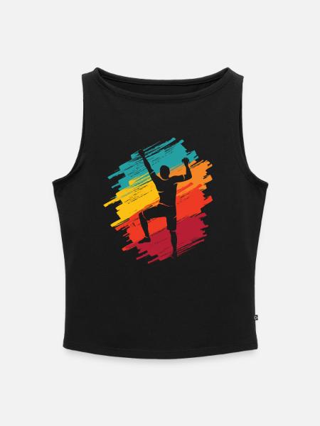 Klettern Berge Retro Kletterer Bouldern - Frauen Organic Tank Top mit U-Boot-Ausschnitt - Schwarz
