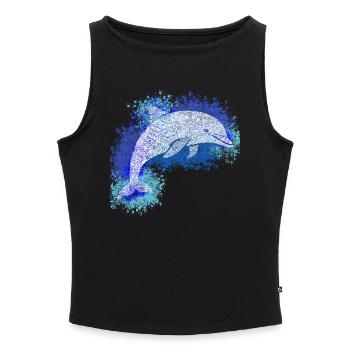 Zentangle-Delfin - Frauen Organic Tank Top mit U-Boot-Ausschnitt - Schwarz - Vorne - Selfina (174cm)