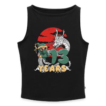 Ninja Drache Jubiläum - Frauen Organic Tank Top mit U-Boot-Ausschnitt - Grau meliert - Vorne - Selfina (174cm)
