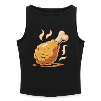 Knuspriges Hähnchenbein Cartoon - Frauen Organic Tank Top mit U-Boot-Ausschnitt - Schwarz - Vorne - Selfina (174cm)