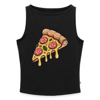 Cartoonpizza Handslice - Frauen Organic Tank Top mit U-Boot-Ausschnitt - Schwarz - Vorne - Selfina (174cm)