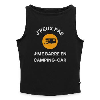 Ich kann nicht, ich lasse es in einem Campervan-Humorcamp - Frauen Organic Tank Top mit U-Boot-Ausschnitt - Grau meliert - Vorne - Selfina (174cm)