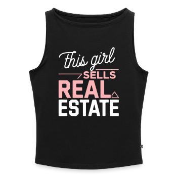 This girl sells real estate - Women’s Organic Boat Neck Tank Top - heather grey - Front - Selfina (174cm)