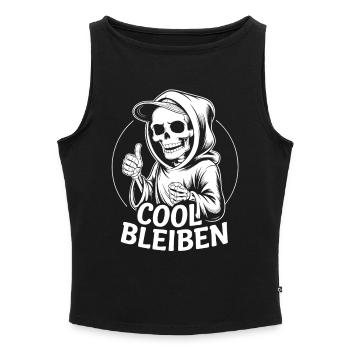 Skelett Daumen Hoch – Cool Bleiben - Frauen Organic Tank Top mit U-Boot-Ausschnitt - Grau meliert - Vorne - Selfina (174cm)
