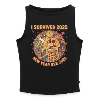 I Survived 2025 New Year Eve 2026 - Women’s Organic Boat Neck Tank Top - black - Front - Selfina (174cm)