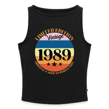 1989 Vintage Birthday Gift 89 - Women’s Organic Boat Neck Tank Top - black - Front - Selfina (174cm)