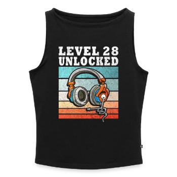 Level 28 Unlocked Kopfhörer Motiv - Frauen Organic Tank Top mit U-Boot-Ausschnitt - Grau meliert - Vorne - Selfina (174cm)