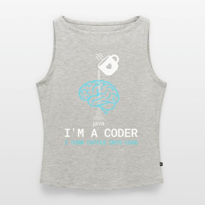 Coder T-Shirt: Coffee into Code – Nerdy Programmie Women’s Organic Boat Neck Tank Top
