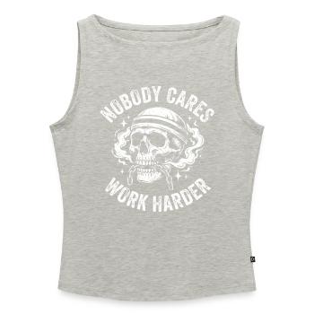 Skull with helmet: Work harder - Women’s Organic Boat Neck Tank Top - heather grey - Front - Selfina (174cm)