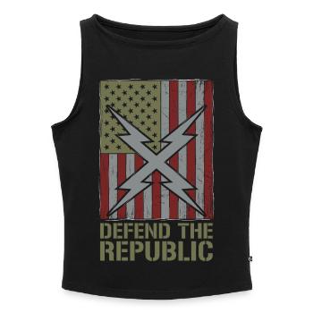 Défendre le drapeau de la République des États-Unis - Débardeur femme à encolure bateau bio - noir - Devant - Selfina (174cm)
