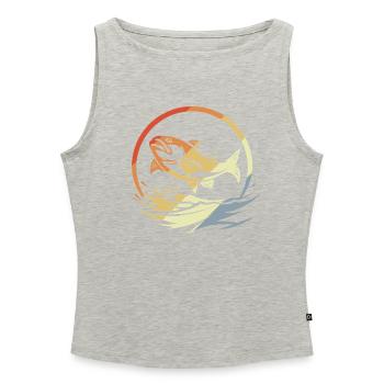 Angeln Retro Stil - Frauen Organic Tank Top mit U-Boot-Ausschnitt - Grau meliert - Vorne - Selfina (174cm)