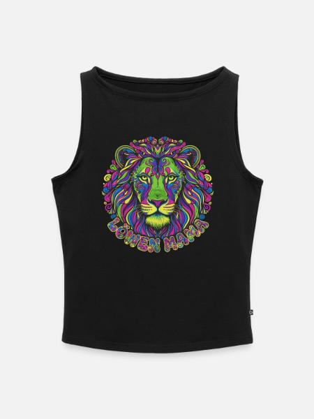 Löwen Mama Mandala Psychedelisch - Frauen Organic Tank Top mit U-Boot-Ausschnitt - Schwarz