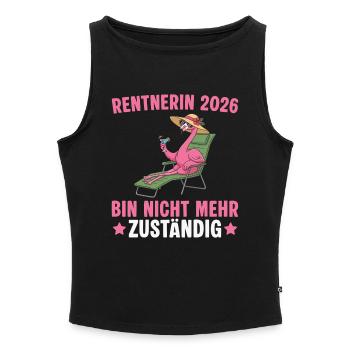 Pensioner 2026 Flamingo - Adieu à la pension - Débardeur femme à encolure bateau bio - noir - Devant - Selfina (174cm)