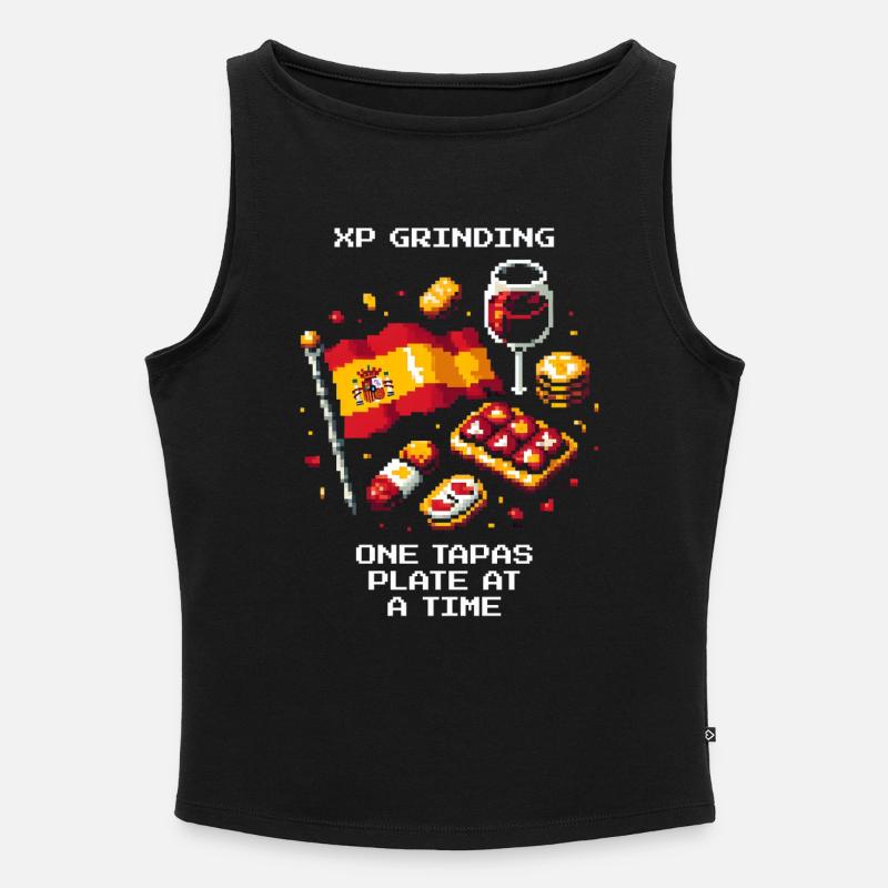 Grindare XP | Tapas Spagna Bar Hopping - Canotta con scollo a barca da donna - nero