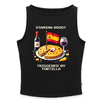 Ausdauer-Boost | Tortilla Spanien Foodie - Frauen Organic Tank Top mit U-Boot-Ausschnitt - Grau meliert - Vorne - Selfina (174cm)