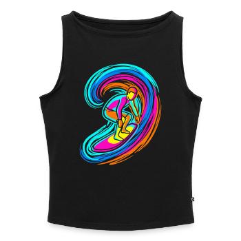Surfer Welle - Frauen Organic Tank Top mit U-Boot-Ausschnitt - Schwarz - Vorne - Selfina (174cm)