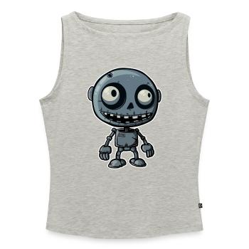 Zombi Scrap Robot - Women’s Organic Boat Neck Tank Top - heather grey - Front - Selfina (174cm)