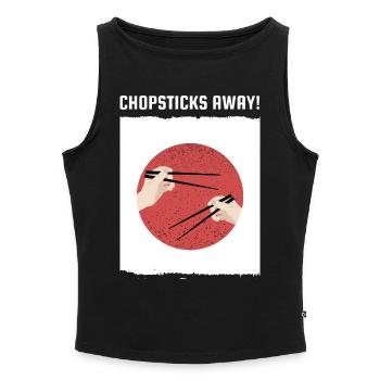 Chopsticks Away Ramen Japanese Flag  - Women’s Organic Boat Neck Tank Top - black - Front - Selfina (174cm)