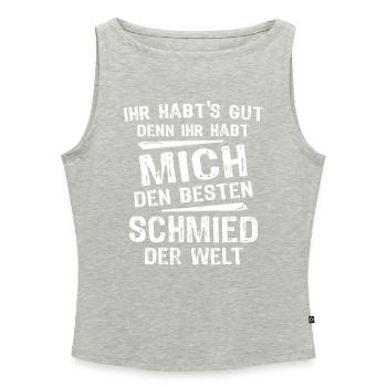 blacksmith - Women’s Organic Boat Neck Tank Top - heather grey - Front - Selfina (174cm)