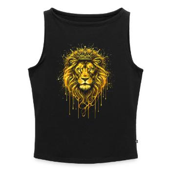 Couronne du Roi Lion d’Or - Débardeur femme à encolure bateau bio - noir - Devant - Selfina (174cm)