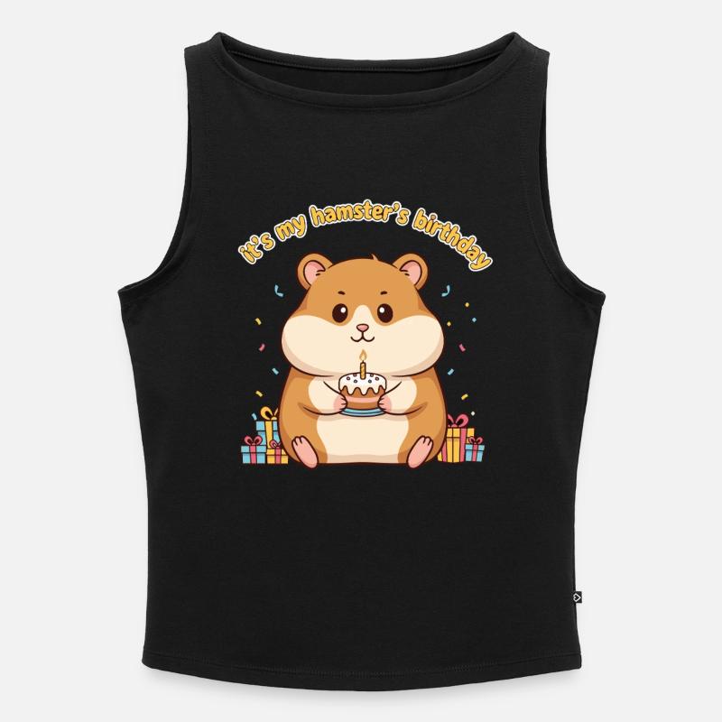 Torta di compleanno Buffa per il criceto - Canotta donna con scollo a barca bio - nero