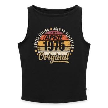April 1975 Geburtstagsgeschenk - Frauen Organic Tank Top mit U-Boot-Ausschnitt - Schwarz - Vorne - Selfina (174cm)