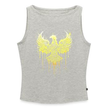 Phönix aus Gold – Edle Adler Silhouette Street Art - Frauen Organic Tank Top mit U-Boot-Ausschnitt - Grau meliert - Vorne - Selfina (174cm)