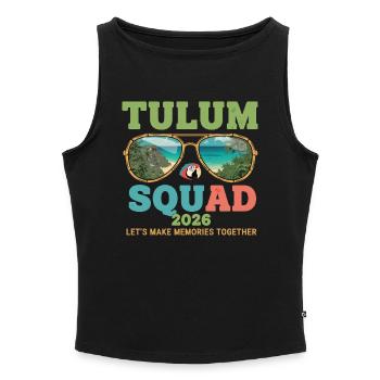 Tulum Squad 2026 Urlaub - Frauen Organic Tank Top mit U-Boot-Ausschnitt - Schwarz - Vorne - Selfina (174cm)