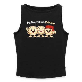 Pel One, Pel Two, Pelmany – Pelmeni Freunde - Frauen Organic Tank Top mit U-Boot-Ausschnitt - Schwarz - Vorne - Selfina (174cm)