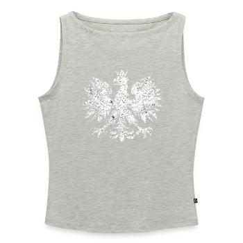 Polish Eagle Vintage – White Coat of Arms Grunge - Women’s Organic Boat Neck Tank Top - heather grey - Front - Selfina (174cm)