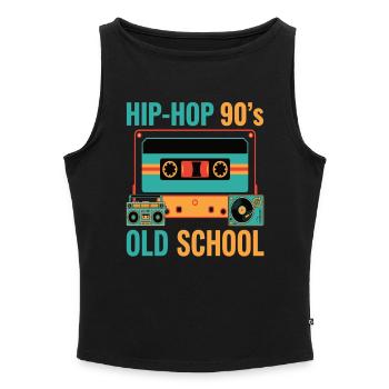 Hip Hop 90er Old School Kassette Retro - Frauen Organic Tank Top mit U-Boot-Ausschnitt - Schwarz - Vorne - Selfina (174cm)